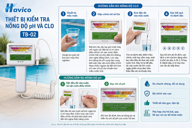 Thiết bị kiểm tra nồng độ PH và Clo cầm tay TB-02