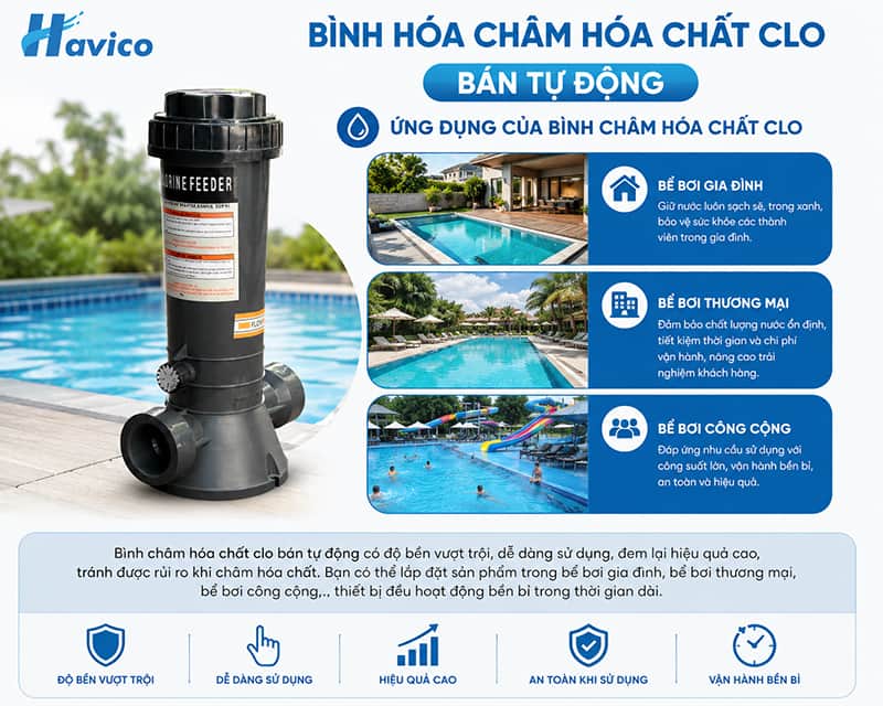 châm hóa chất clo bán tự động