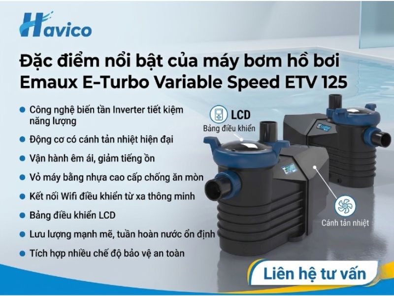 Máy bơm hồ bơi Emaux E-Turbo Variable Speed ETV 125