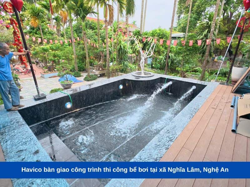 Havico bàn giao công trình thi công bể bơi tại xã Nghĩa Lâm, Nghệ An