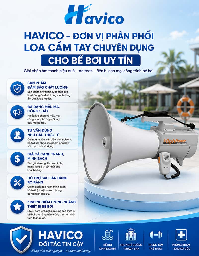 Loa cầm tay chuyên dụng bể bơi