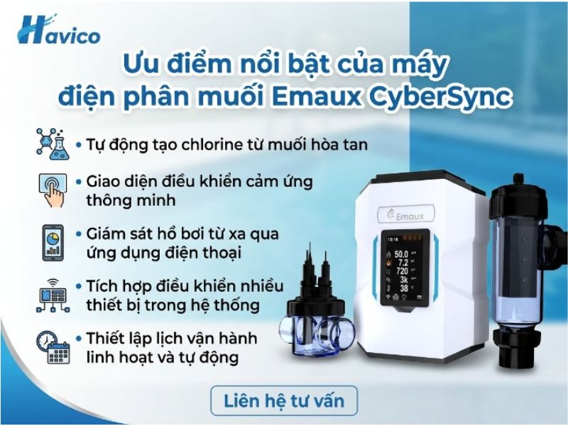 Máy điện phân muối hồ bơi Emaux CyberSync