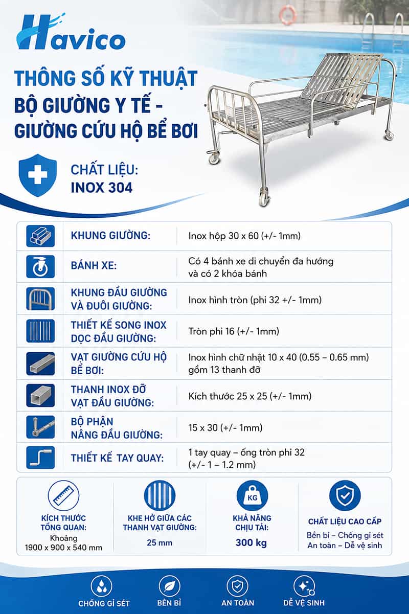 giường cứu hộ bể bơi