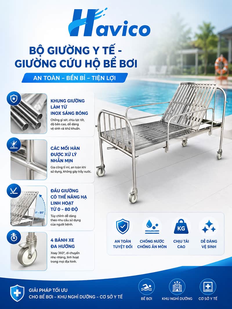 giường cứu hộ bể bơi