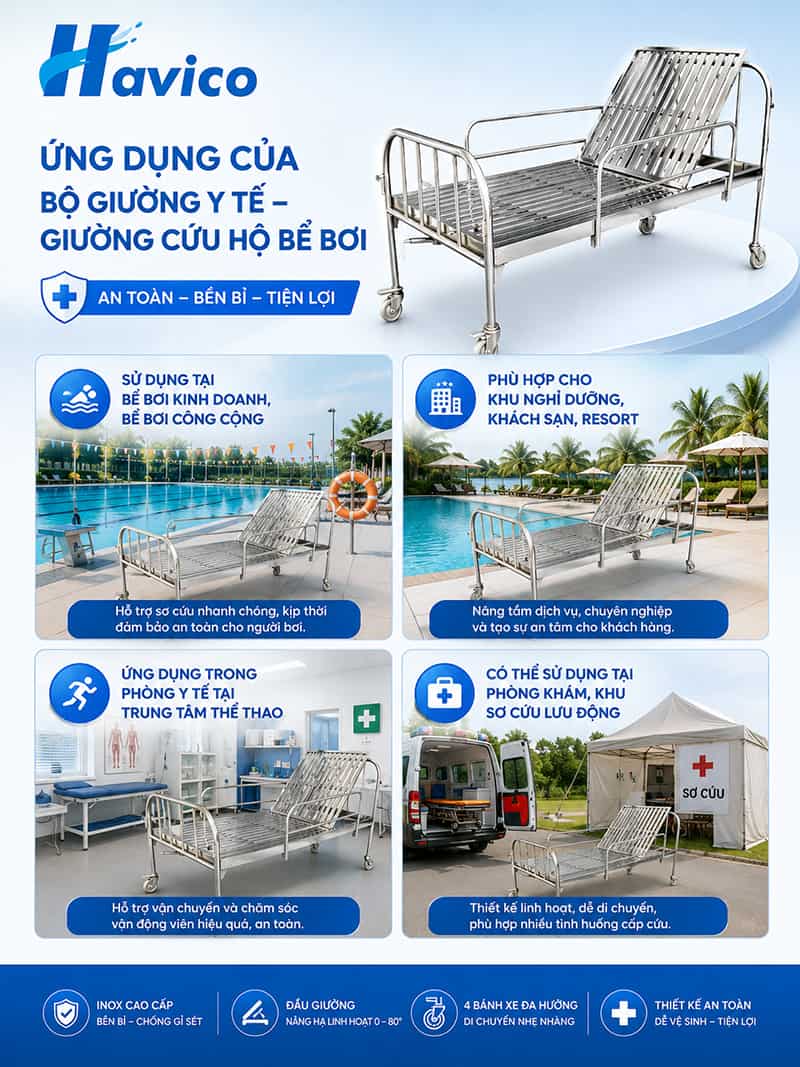 giường cứu hộ bể bơi